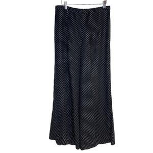 Soft Surroundings Womens Medium Wide Leg Pants Black‎ White Polka Dots Back Zip
